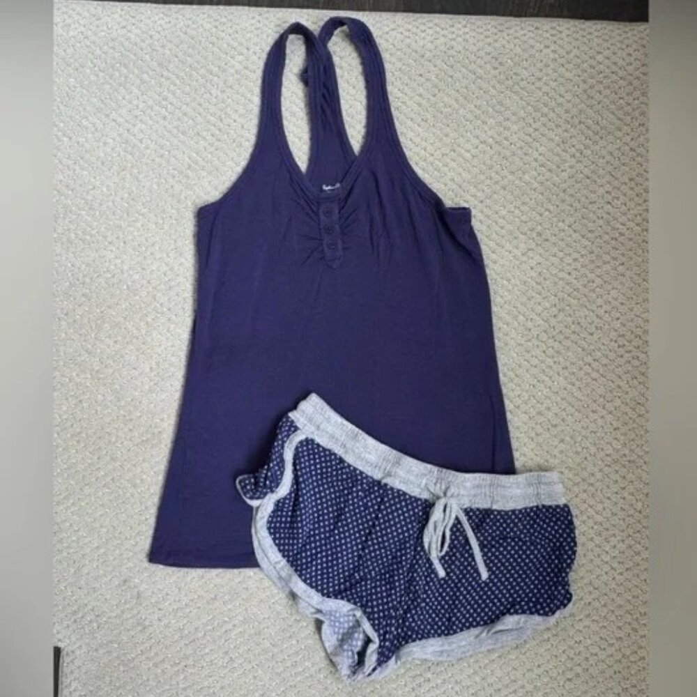 Splendid Soft Lounge Pajama Set Navy | Racerback Tank & Shorts | Size M